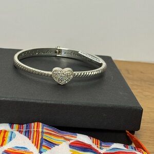 Brighton NWT Silver Bracelet Inspirational Quote Gift Set Pouch Bag